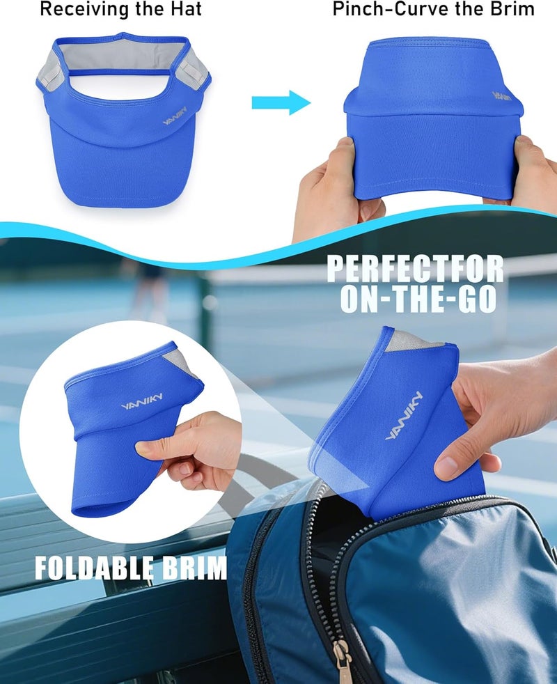 YANIKY Sports Sun Visor Hats for Women Men Lightweight Breathable Cooling Stretchy Visors Foldable UPF 50+ for Running Tennis Golf - Image 4